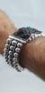Pulsera De Casquillas De Plata Ley .925 Con Placa De Ébano on internet