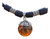 Dije De Esfera De Ambar Con Plata Con Collar De Piel - buy online