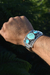 Pulsera De Madera Con Placa De Plata Ley .925 Con Turquesas - buy online