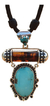 Dije De Turquesa Con Tubo De Ambar Montado En Plata 925 - buy online
