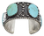 Brazalete De Plata Ley .925 Adornado Con Turquesas Naturales