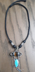 Dije De Turquesa Montado En Plata Ley .925 Con Collar