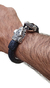 Brazalete De Piel Tejida Color Negro Con Serpientes De Plata - online store