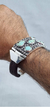 Imagen de Pulsera De Piel Tejida Con Placa De Plata Con Turquesas