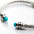 Brazalete Tipo Yurman De Plata Con Turquesas Para Hombre