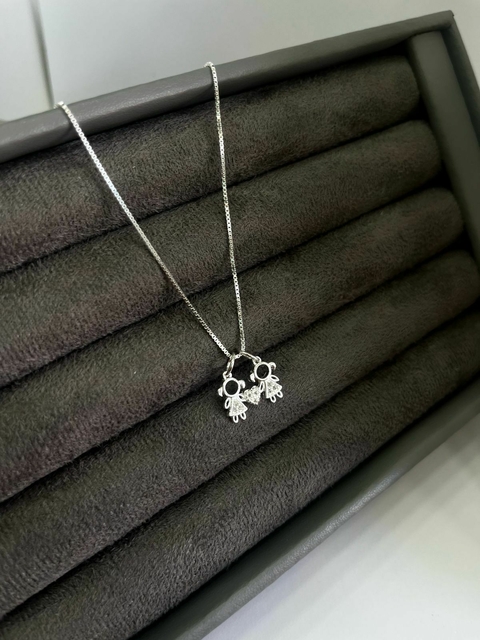 Colar 2 meninas prata 925