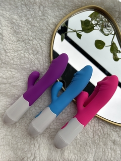 Vibrador com estimulador de clítoris a pilha