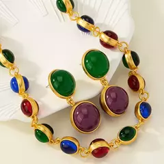 Conjunto Brinco e colar Multicor