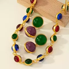 Conjunto Brinco e colar Multicor - EXCLLAMA