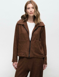 Jaqueta Lã Mohair conjunto - Marrom - comprar online