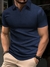 Manfinity Homme Homens Sólido Canelado Camiseta Polo