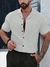 Manfinity Homme Homens Sólido Abotoar Bolso Remendado Camiseta - loja online