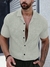 Manfinity Homme Homens Sólido Abotoar Bolso Remendado Camiseta - Nobroker