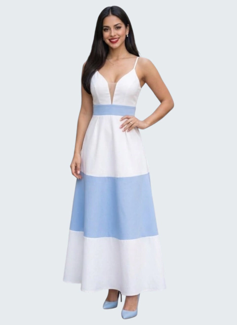 VESTIDO CASUAL LARGO TIRANTES - tienda en línea