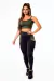 Calça Legging Preta com Verde Militar e Cropped Alcinha Conjunto Fitness | REF: CSV10