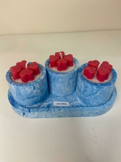 KIT 3 VELAS + BANDEJA EM RESINA MARMORIZADA - comprar online