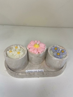 KIT 3 VELAS + BANDEJA EM RESINA MARMORIZADA - loja online