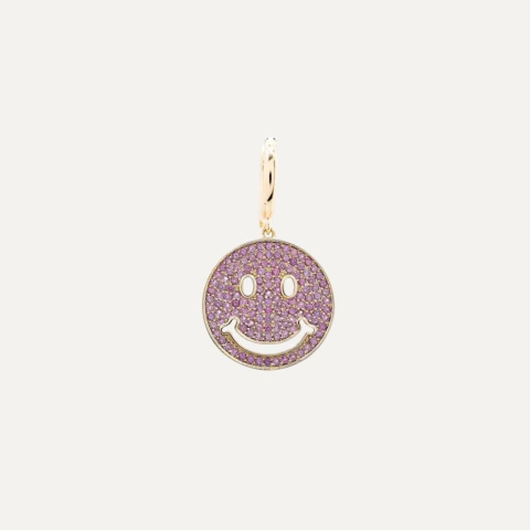 Pingente Smile Cravejado Safira Pink