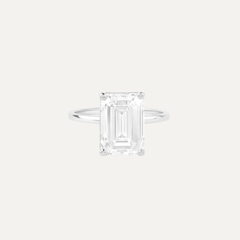 Anel Solitário Moissanite 4ct Emerald Cut
