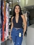 Calça jeans sal e pimenta escura