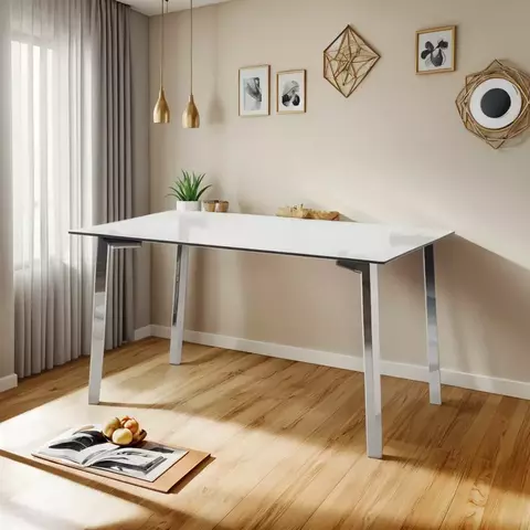 Mesa de Vidrio Templado 140 x 80 cm Pata Cuadrada - comprar online