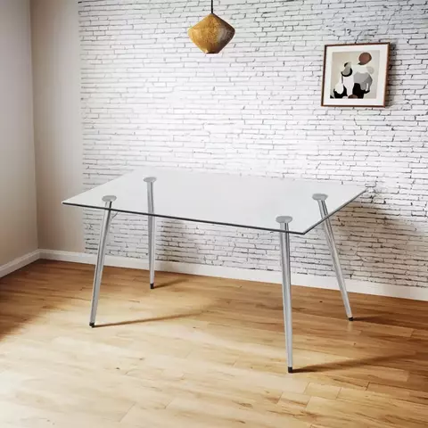 Mesa de Vidrio Templado 140 x 80 cm Pata Redonda - comprar online