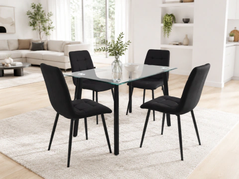 Mesa De Vidrio Templado 140x80 Pata Ovalada Negra