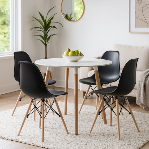 Juego De Mesa Eames Redonda 90x90 + 4 Sillas Eames - comprar online