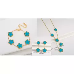 Imagem do Kit 3 Peças Flor – Colar, Brincos e Pulseira Banhados a Ouro 18K