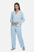 PIJAMA PLUMETIS AZUL - CALÇA E CAMISA LONGA