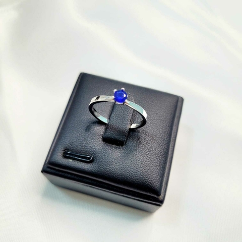 Anel Solitário Pedra Azul
