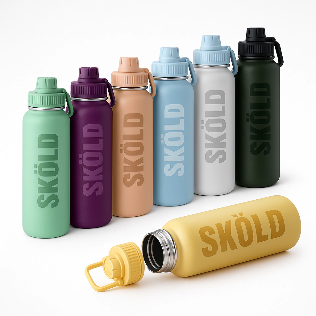 SKÖLD Shield Thermo 960ml – Inox Parede Dupla, Tampa Vedada, Alça Mosquetão (8h quente / 12h fria)