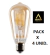 PACK X 4 LAMPARAS FILAMENTO LED 5W - VIDRIO AMBAR - MODELO PERA VINTAGE