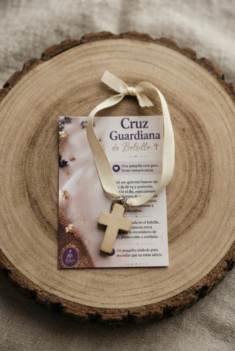Cruz Guardiana de Bolsillo con Tarjeta y Lazo