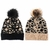 Gorro mujer tejido animal print con pompom (38646)