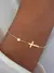 Birthstone zircônia fina elo de corrente cruz pulseira de aço inoxidável femi