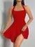 Imagem do Mini vestido feminino elegante pescoço quadrado