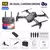 Mini drone de controle remoto E88 com câmera dupla e resolução 4K, acompanhado de controle remoto e ícones de funcionalidades.