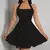 Mini vestido feminino elegante pescoço quadrado - Zerda Magazine