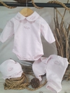 Conjunto 3P cuello bordado rosas