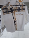 Camisa escosesa bordado hoja