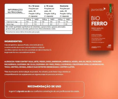 3x Bio Ferro Quelato + Vitamina C- 60 Caps.- Puravida na internet