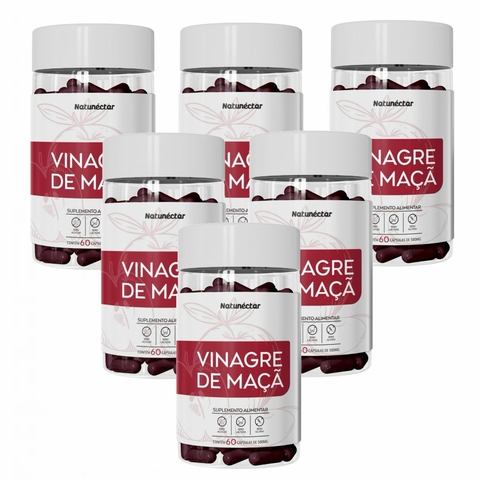 6x Vinagre De Maçã Em Pó -60 Cápsulas - Natunéctar