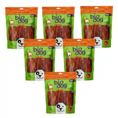 6x Petisco Bio Dog Gourmet Soft Strips- p/ Cães- Frango-100g