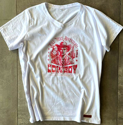 REMERA MUJER BASICA CUELLO ESCOTE V " COWBOYS" - tienda online