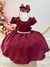 Vestido Infantil Marsala Com Busto Nervura Pérolas Daminha (1089MS) - Lokids