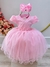 Vestido Infantil Rosa Claro Busto Com Pérolas Daminhas (2588RS)