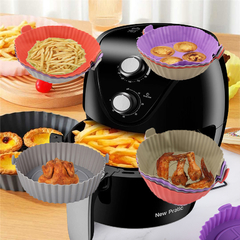 Cesta de silicone redonda para Air Fryer/Assadeira. Dimensões Base 17cm, Topo 10cm e Altura 6cm. na internet
