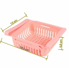 Cesto organizador plástico ajustável - Fechado Comp. 18,5cm x Larg. 15cm - Estendido tem aproximadamente Comp. 28cm x Larg. 15cm na internet