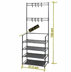 Arara com 4 prateleira e 2 cabideiros - Altura 160cm, Largura 61,5cm Profundidade 27,5cm. - Schello Shop